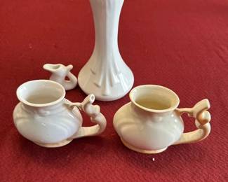 Slovakian Souvenir Pottery Collection Bardejovske Kupele Cups Vase