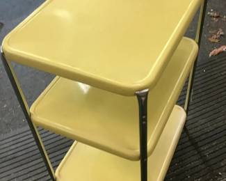 Vintage 3Tier Metal Utility Shelf MidCentury Rolling Stand