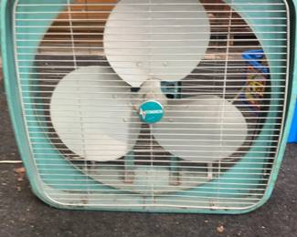 Vintage Dominion Turquoise Metal Box Fan