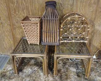 Rattan Wicker Home Decor Collection with Tables, Wine Rack Accents