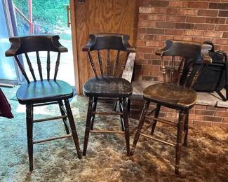 Set of 3 Vintage Ethan Allen Tavern Bar Stools