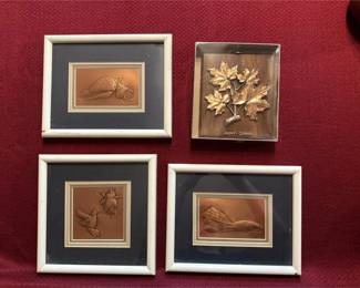 ArtistSigned Copper Relief Wall Art Collection with Maple Leaf Souvenir Plaque