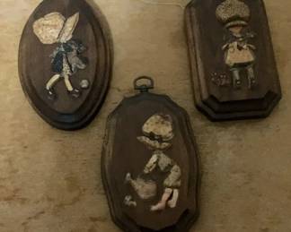 Set of 3 Vintage Holly Hobbie 3D Wall Plaques