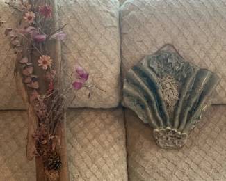 PICKERS Handcrafted Driftwood Floral Wall Art Shell Sculpture Pair