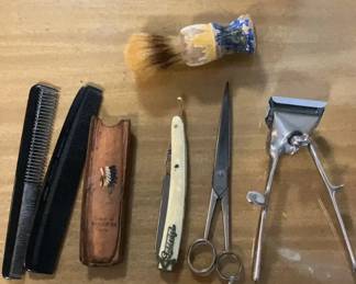 Vintage Barber Set With Straight Razor
