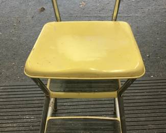 Vintage Cosco 2Step Metal Kitchen Stool Chair Yellow Folding Step Stool