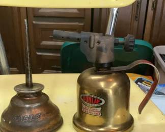 Vintage Dunlap Brass Gasoline Hand Torch Eagle Thumb Pump Oiler Can