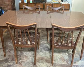 MidCentury MCM Dining Table with 4 Upholstered Chairs
