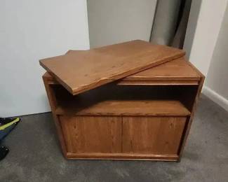 Vintage Swivel TV Stand Storage Cabinet