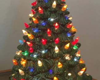 Vintage Ceramic Lighted Christmas Tree Multicolor Holiday Decor