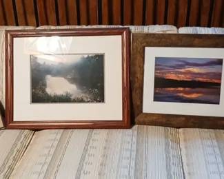 PICKERS Set of 4 Framed Nature Photography Prints Maine, Alaska West Virginia Scenes