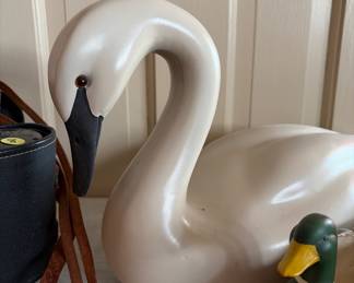 Vintage wooden swan