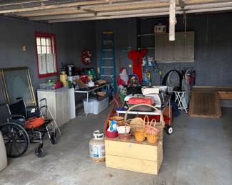 Outdoor decor, ladders, tools, baskets, and more
