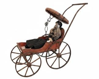 Victorian Doll Carriage with Bisque Doll second image