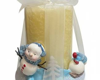 Snowman Themed Pillar Candle with Wax Warmer Set
