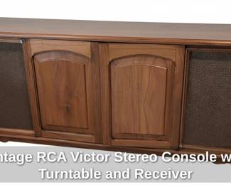 Vintage RCA Victor Stereo Console with Turntable and Receiver