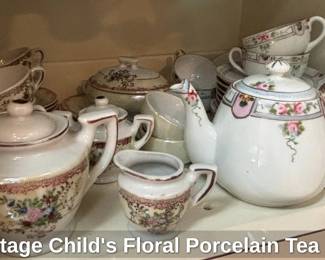 Vintage Childs Floral Porcelain Tea Set