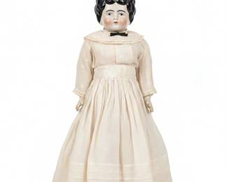 Antique China Head Doll  Low Brow
