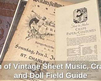 Collection of Vintage Sheet Music, Craft Books, and Doll Field Guide