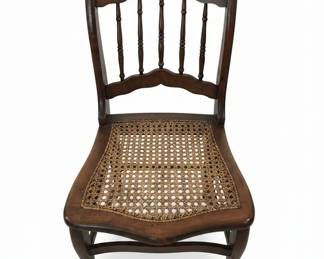 Antique Spindle Back Cane Seat Side Chair
