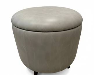 HomePop Round Faux Leather Storage Ottoman