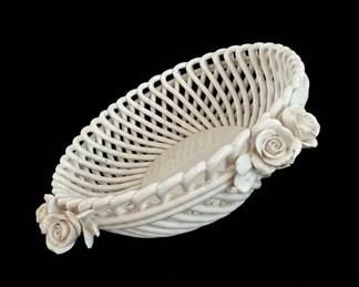 Belleek Woven Basket with Roses