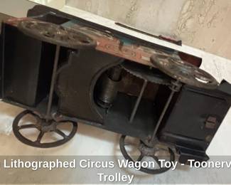 Tin Lithographed Circus Wagon Toy  Toonerville Trolley second image