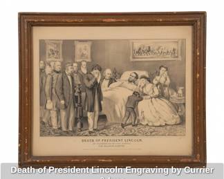Death of President Lincoln Engraving by Currier  Ives
