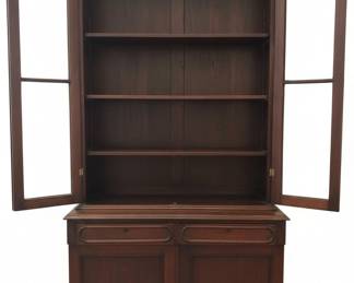 Antique Mahogany Secretary Bookcase with Glass Doors