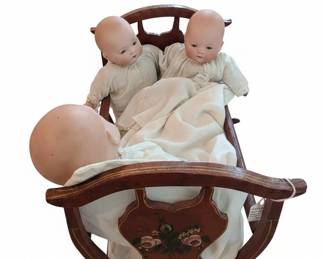 Antique Doll Cradle with Two Grace Putnam ByeLo Baby Dolls