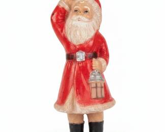 Antique German Charlotte Baby Doll and Vintage Composition Santa Claus Figure
