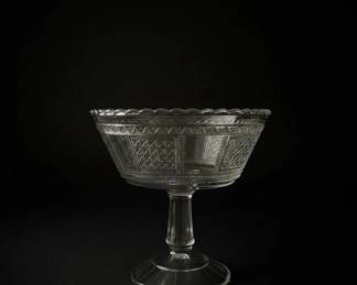 Bryce Bros. Paneled ForgetMeNot Pattern Pressed Glass Compote Dish