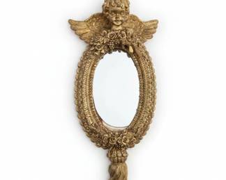 Victorian Cherub Hand Mirror with Tassel