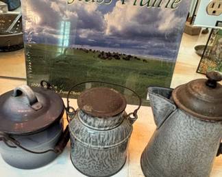Vintage Graniteware Pots and Kettle Set