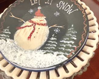HandPainted Let It Snow Snowman Plate by Mary Beth Baxter