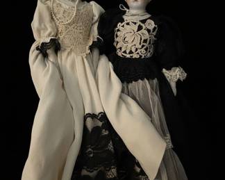 Pair of Antique German China Head Dolls