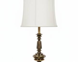 Vintage Stiffel Brass Table Lamp with Silk Shade