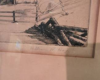 William R. Hay Etching of a Village Scene second image