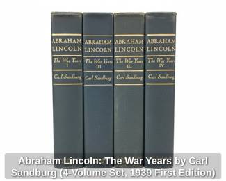 Abraham Lincoln The War Years by Carl Sandburg Volume Set, First Edition
