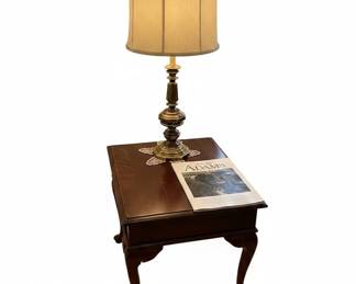Vintage Brass Table Lamp with Cream Shade