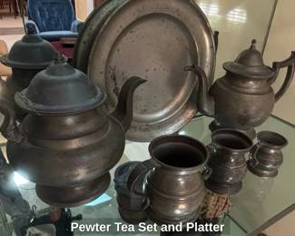 Pewter Tea Set and Platter