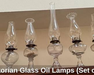 Victorian Glass Oil Lamps Set of 