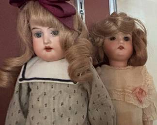 Antique German Bisque Porcelain Dolls by Simon  Halbig and Armand Marseille