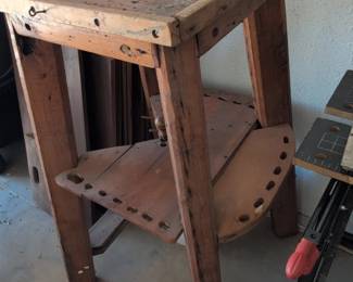 Vintage Wooden Work Stand with Circular Opening third image