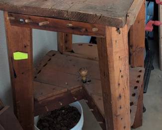 Vintage Wooden Work Stand with Circular Opening second image