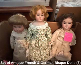 Set of Antique French  German Bisque Dolls 