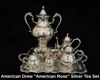 American Drew American Rose Silver Tea Set third image