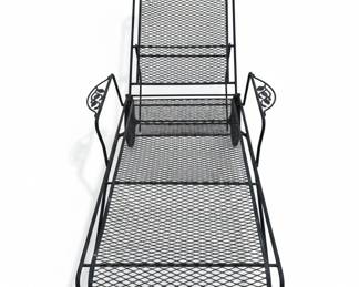 Woodard Style Wrought Iron Mesh Chaise Lounge