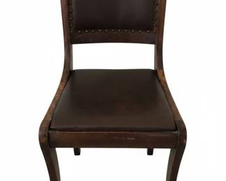 Antique Leather Upholstered Side Chair