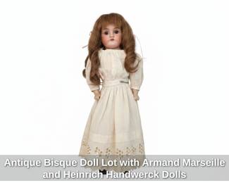 Antique Bisque Doll Lot with Armand Marseille and Heinrich Handwerck Dolls 